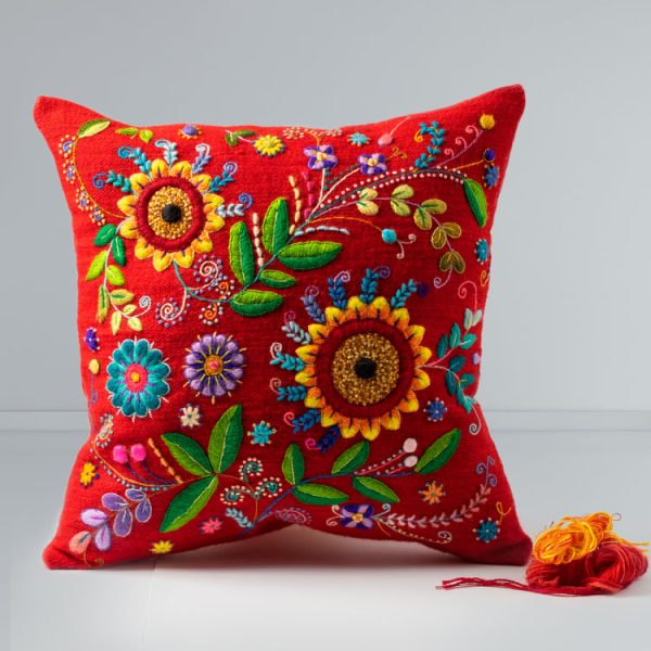 Andean Blooms Pillow - Red