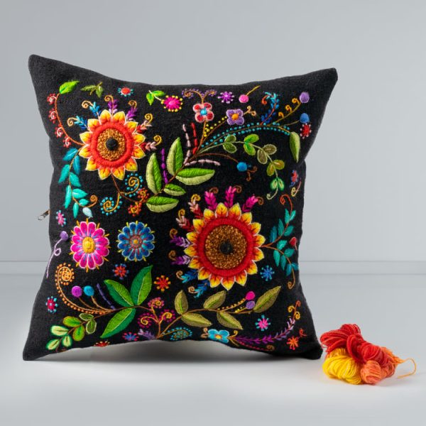 Andean Blooms Pillow - Black