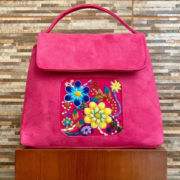 Andean Flora Top-Handle Bag - Fuchsia